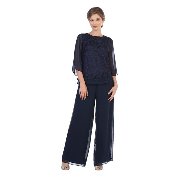 Eva USA Pants - Eva USA Ladies Formal Pant Suit Set-#3289-SIZES S, 4X - NAVY BLUE-New With Tags